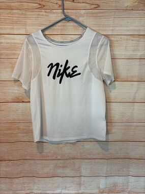 Nike White Short Sleeve Women's Tee with Black Script Logo